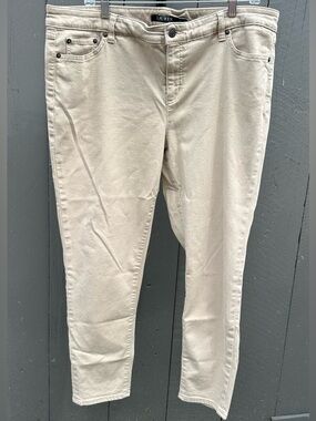 LRL Ralph Lauren Tan Khaki Premier Skinny Ankle Pants 16W